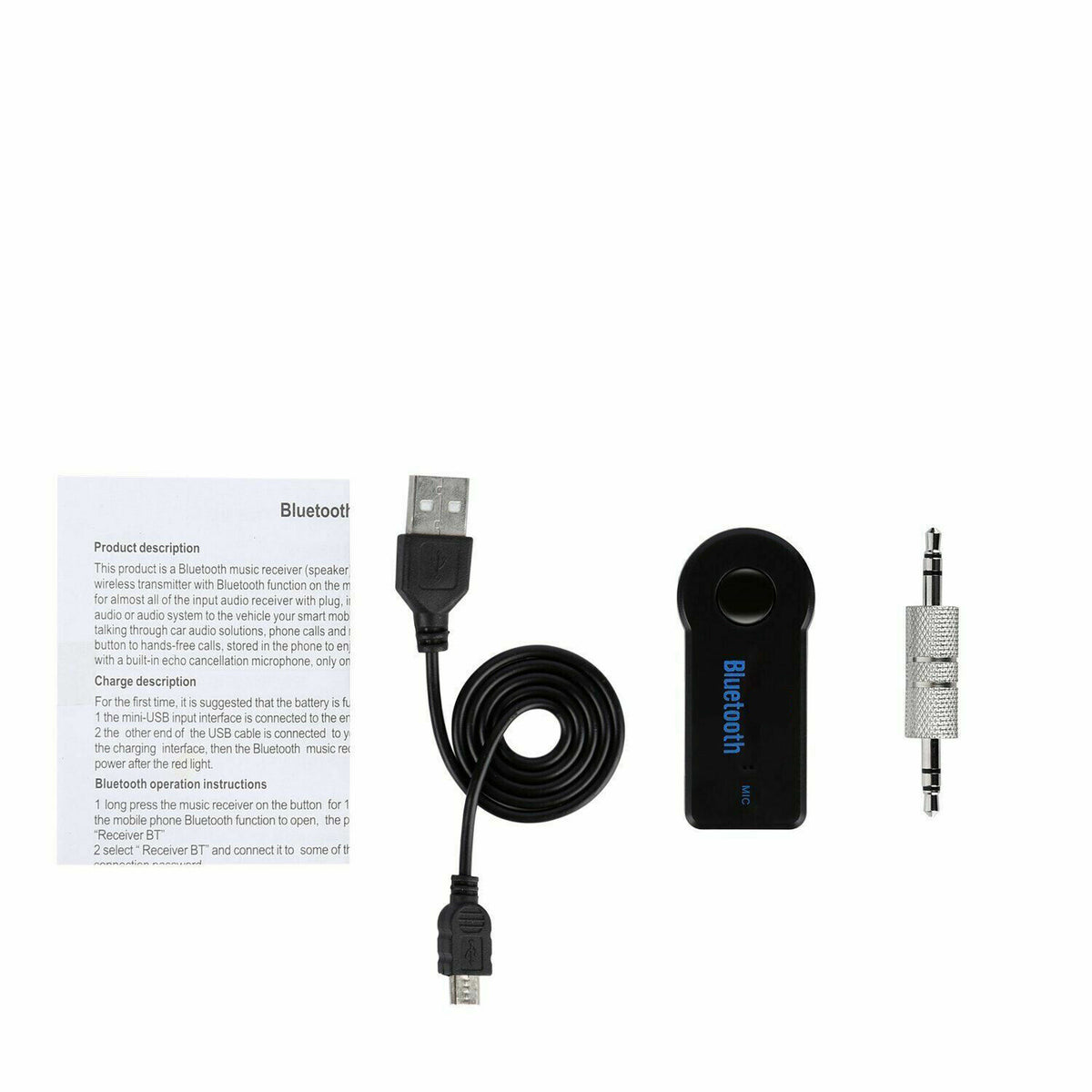 Wireless Bluetooth Receiver 3.5Mm AUX Audio Stereo Music Hands Free Car Adapter