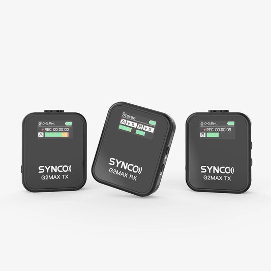 G2 Max Wireless Microphones for Video, 8GB Onboard Recording, 8H Recording, 200M Transmission, TFT Screen