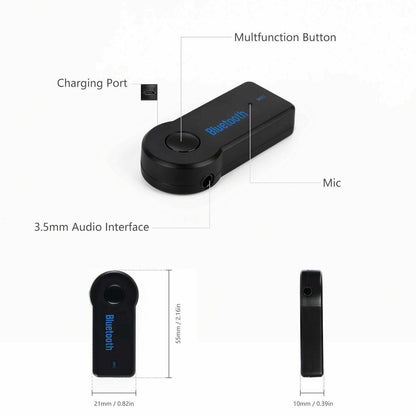 Wireless Bluetooth Receiver 3.5Mm AUX Audio Stereo Music Hands Free Car Adapter