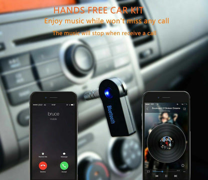 Wireless Bluetooth Receiver 3.5Mm AUX Audio Stereo Music Hands Free Car Adapter