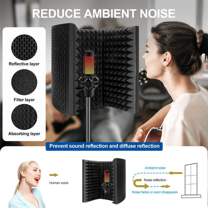 Professional Studio Recording Microphone Isolation Shield,Suitable for Blue Yeti and Any Condenser Microphone Recording Equipment（Ao-403）