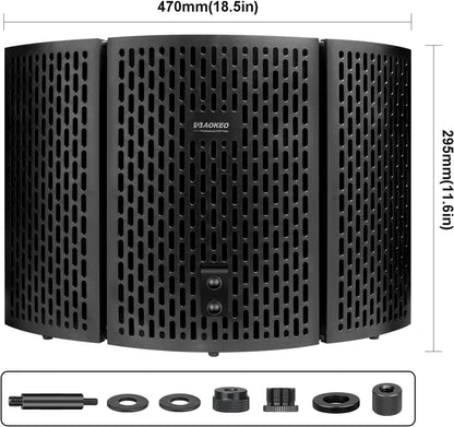 Professional Studio Recording Microphone Isolation Shield,Suitable for Blue Yeti and Any Condenser Microphone Recording Equipment（Ao-403）