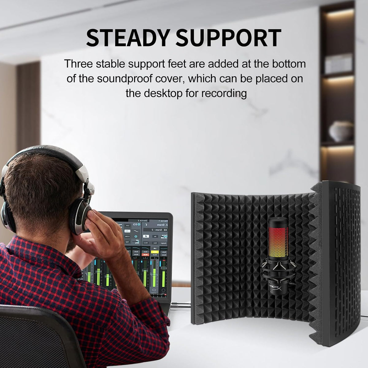 Professional Studio Recording Microphone Isolation Shield,Suitable for Blue Yeti and Any Condenser Microphone Recording Equipment（Ao-403）