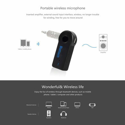 Wireless Bluetooth Receiver 3.5Mm AUX Audio Stereo Music Hands Free Car Adapter